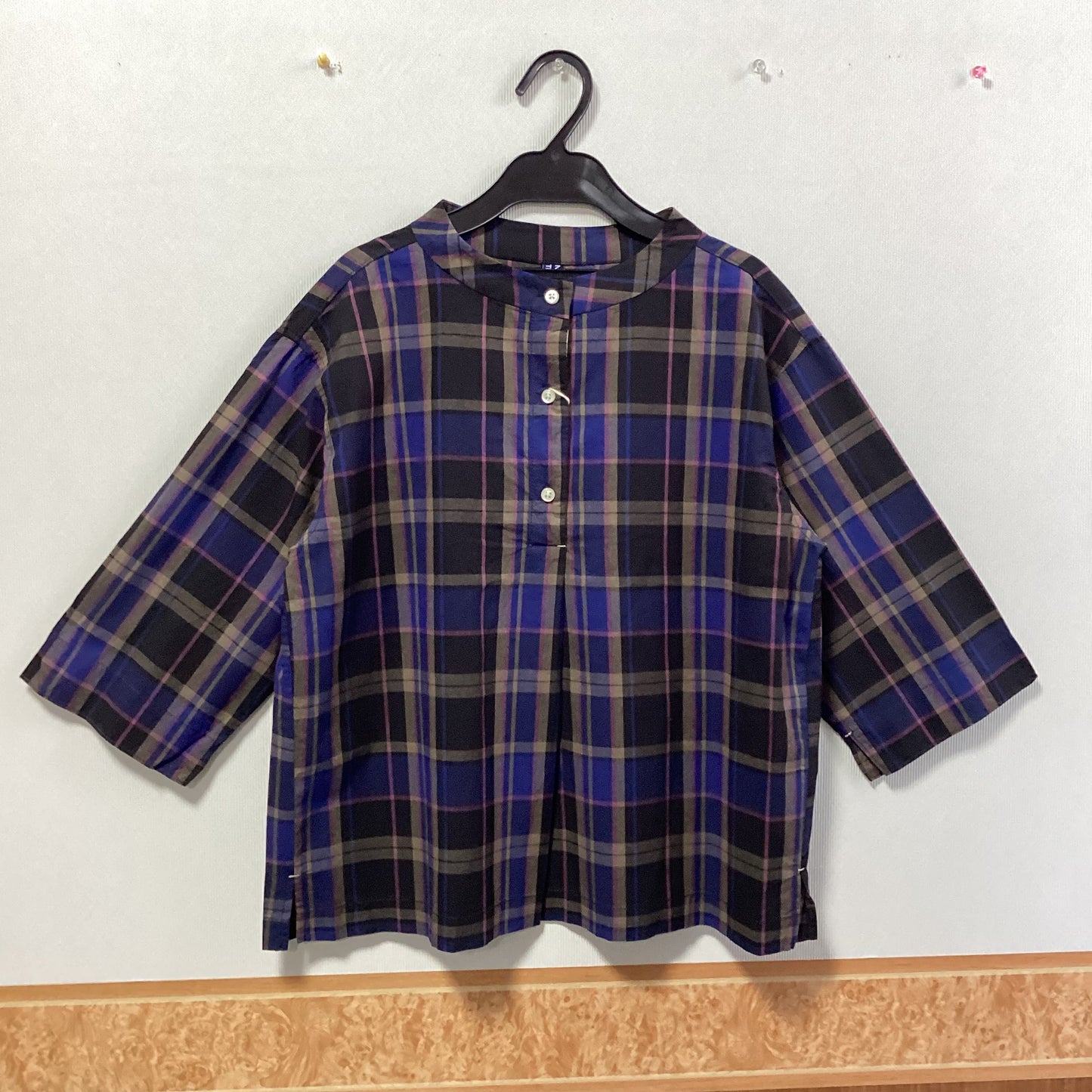 NORTHERN TRUCK 綿100%チェック柄七分袖プルオーバー