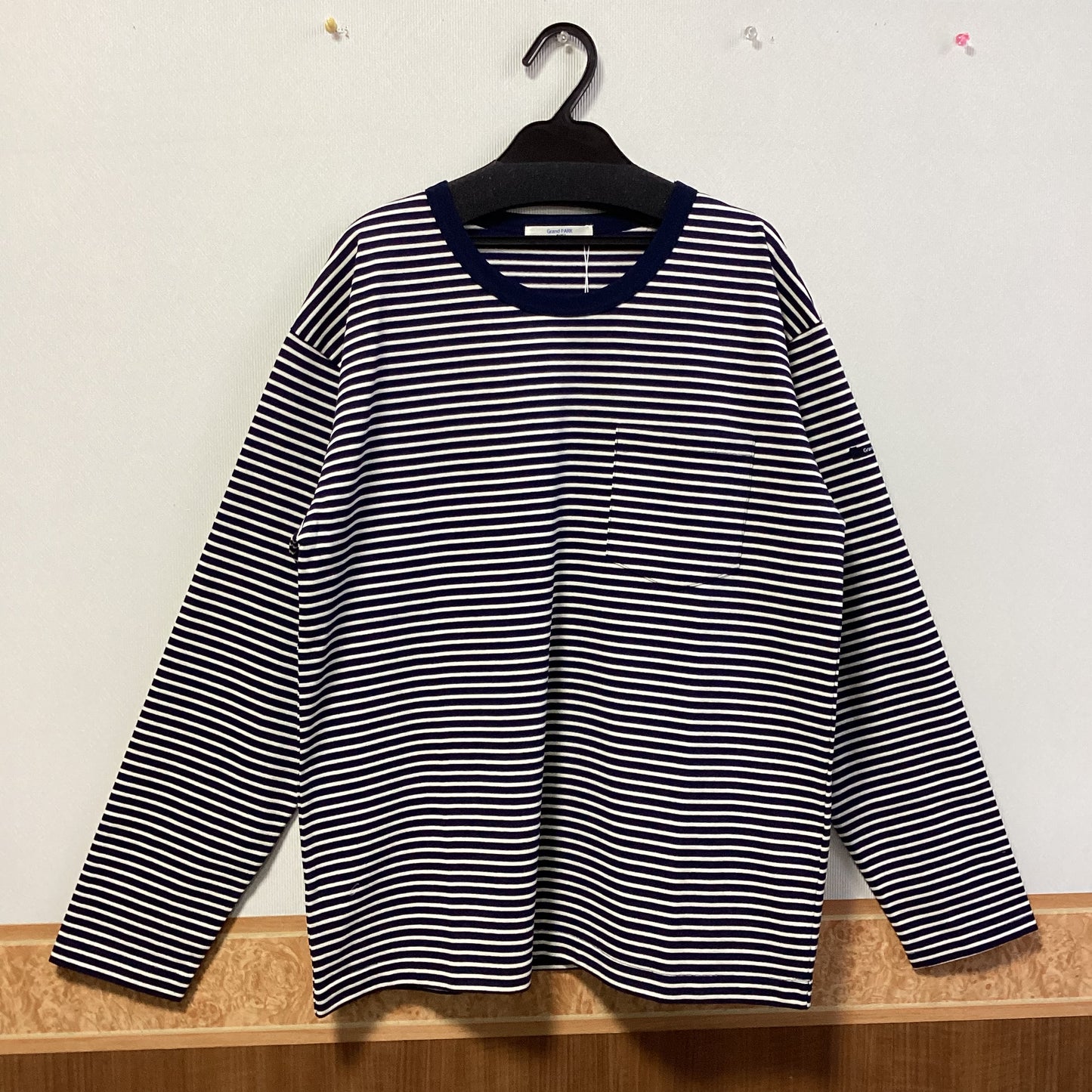 Grand PARK 日本製綿100%ボーダーポケット付T