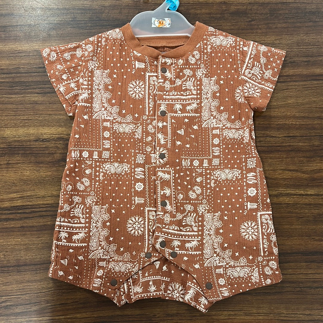 Ampersand ペイズリー半袖ロンパース