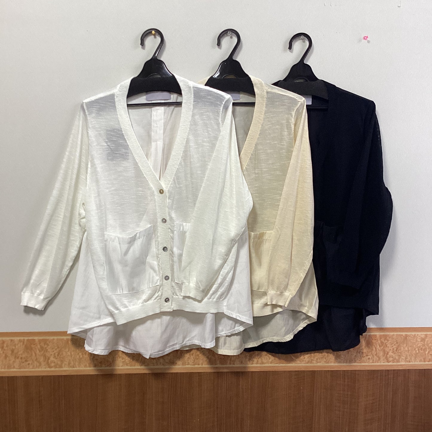 RAGS 異素材切替長袖カーディガン