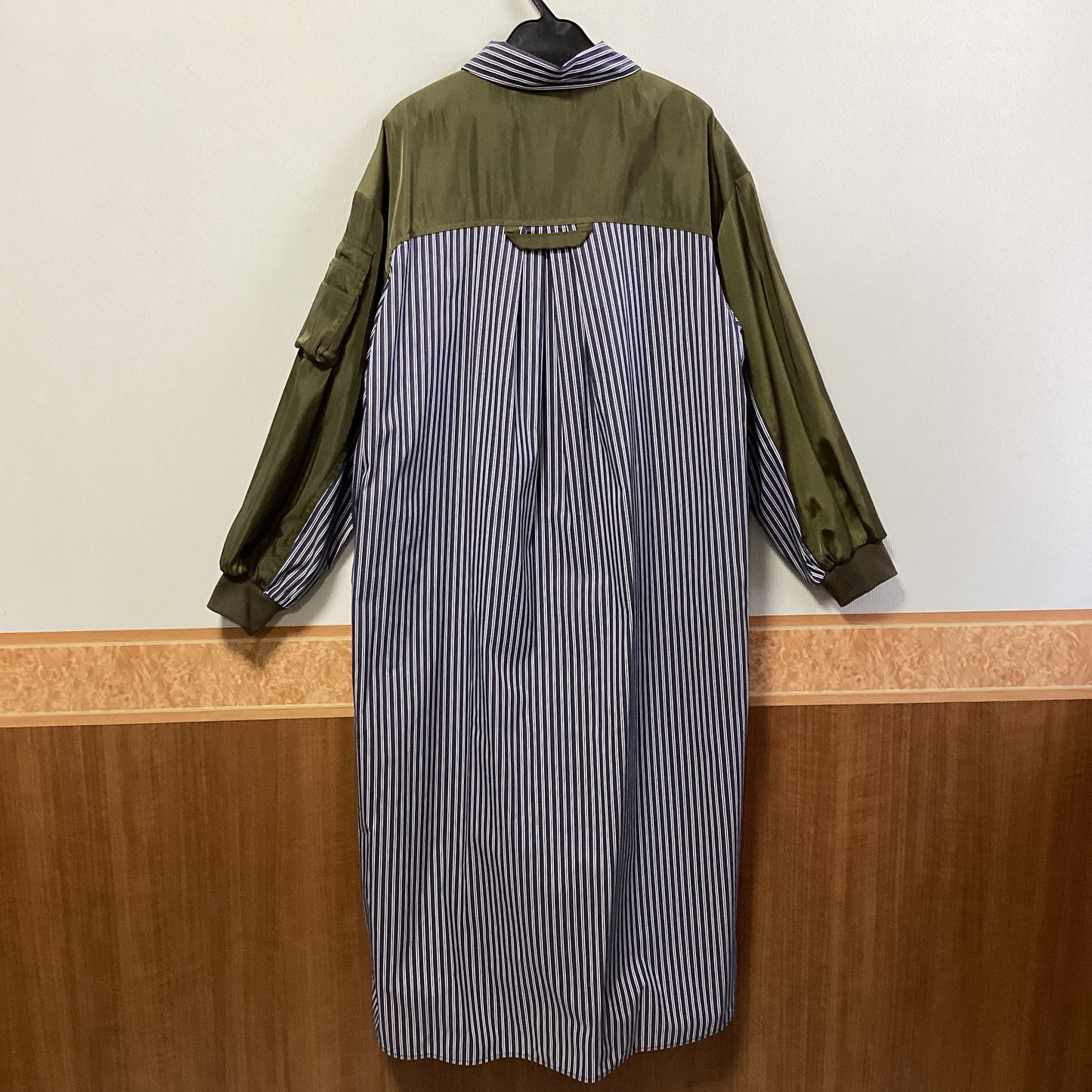 RISLEY 異素材切替ミリタリーロングシャツワンピース