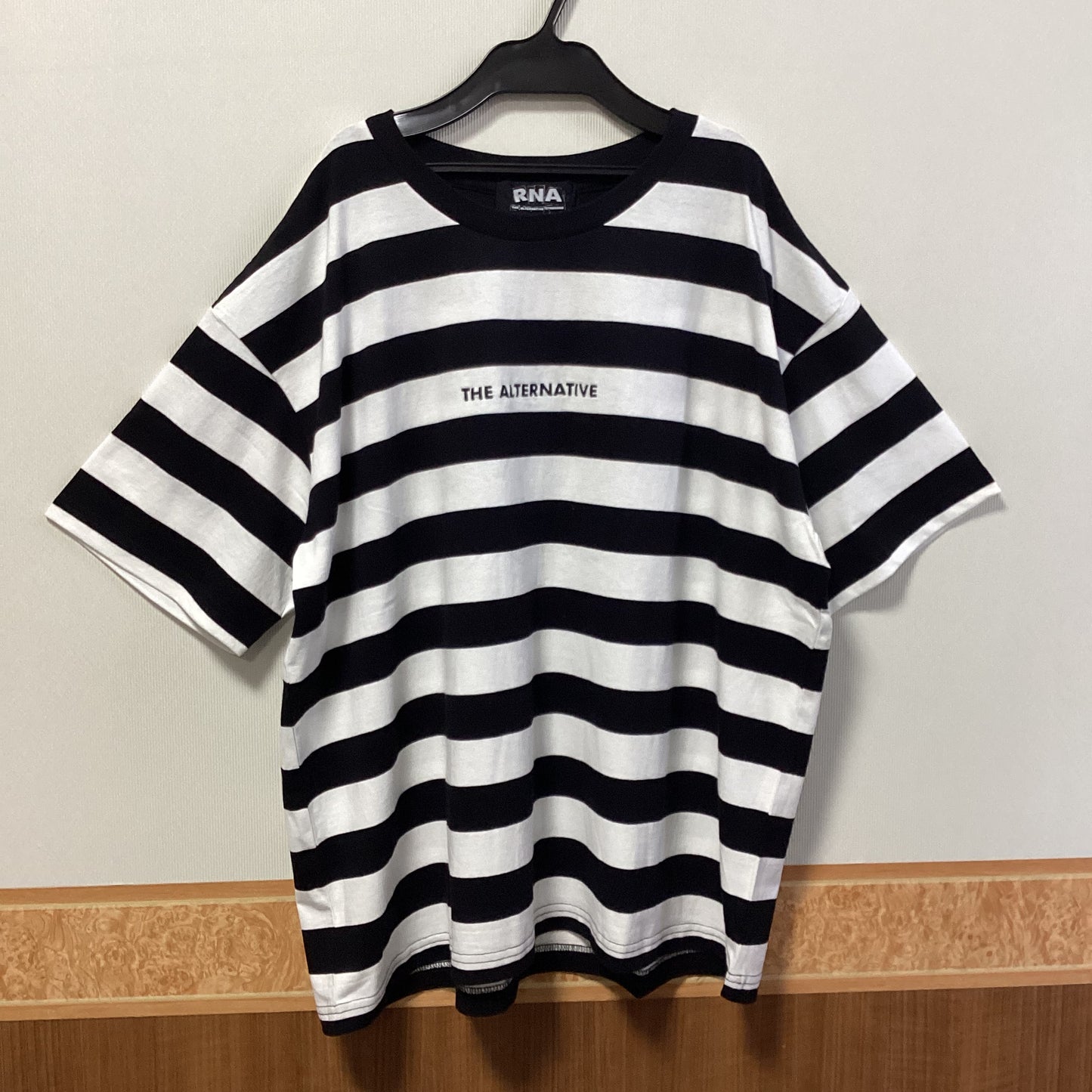 RNA 綿100%ボーダー柄ビッグTシャツ