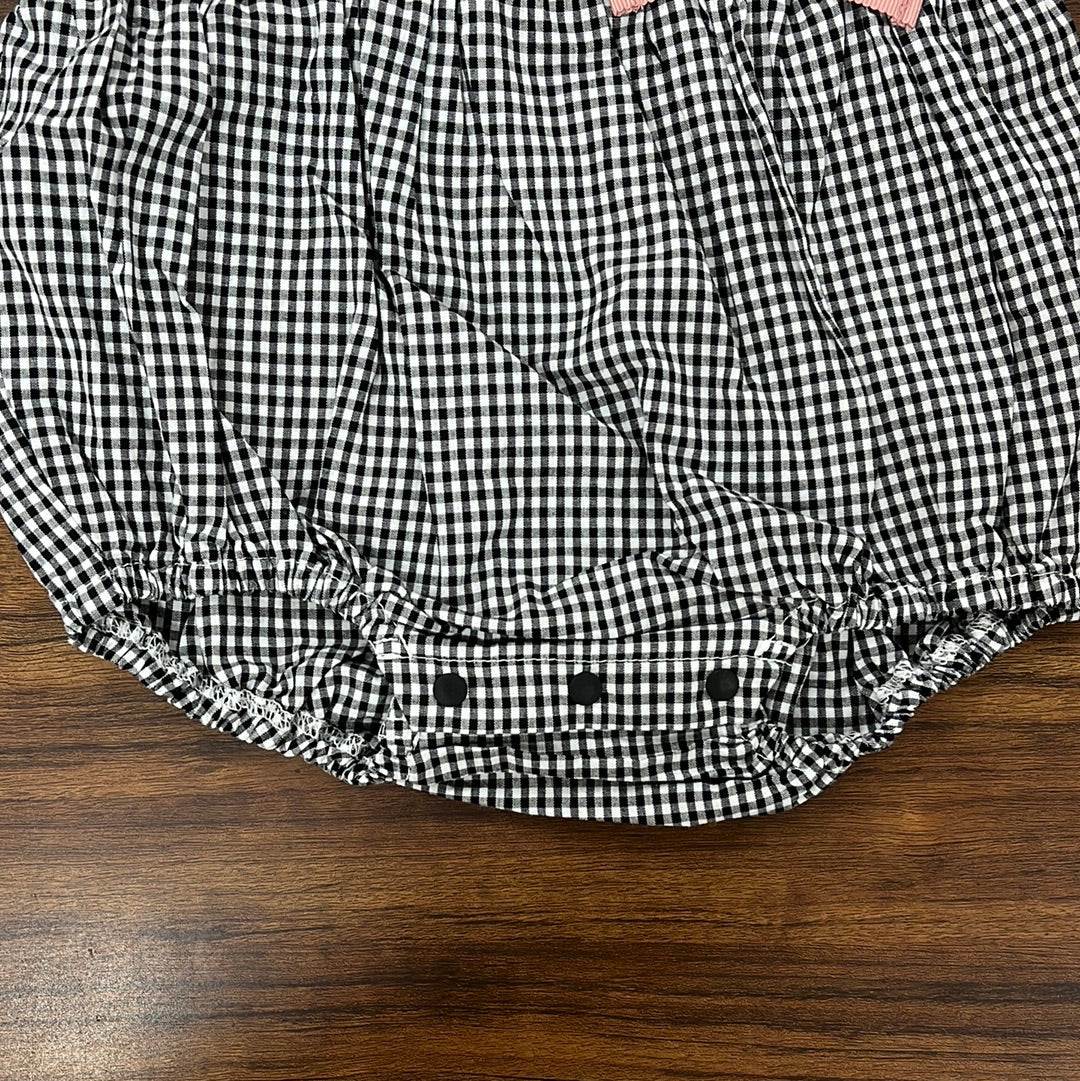 Ampersand 綿100%ギンガムチェックロンパース