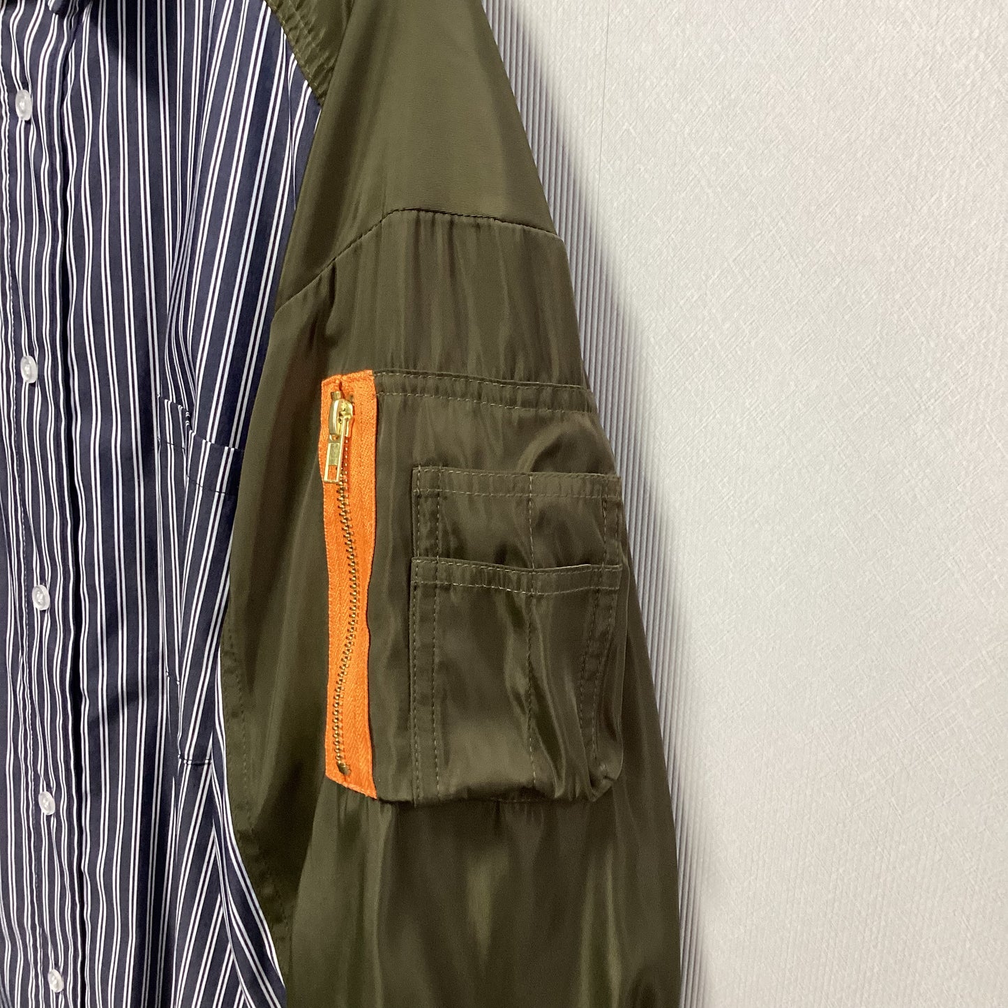 RISLEY 異素材切替ミリタリーロングシャツワンピース