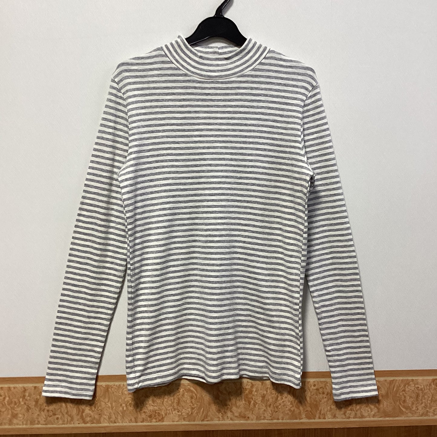 CUBE SUGAR 綿100%ボーダースタンドネックTシャツ