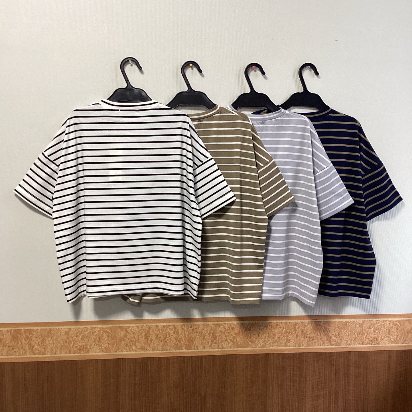 SUN VALLEY ボーダー柄五分袖Tシャツ