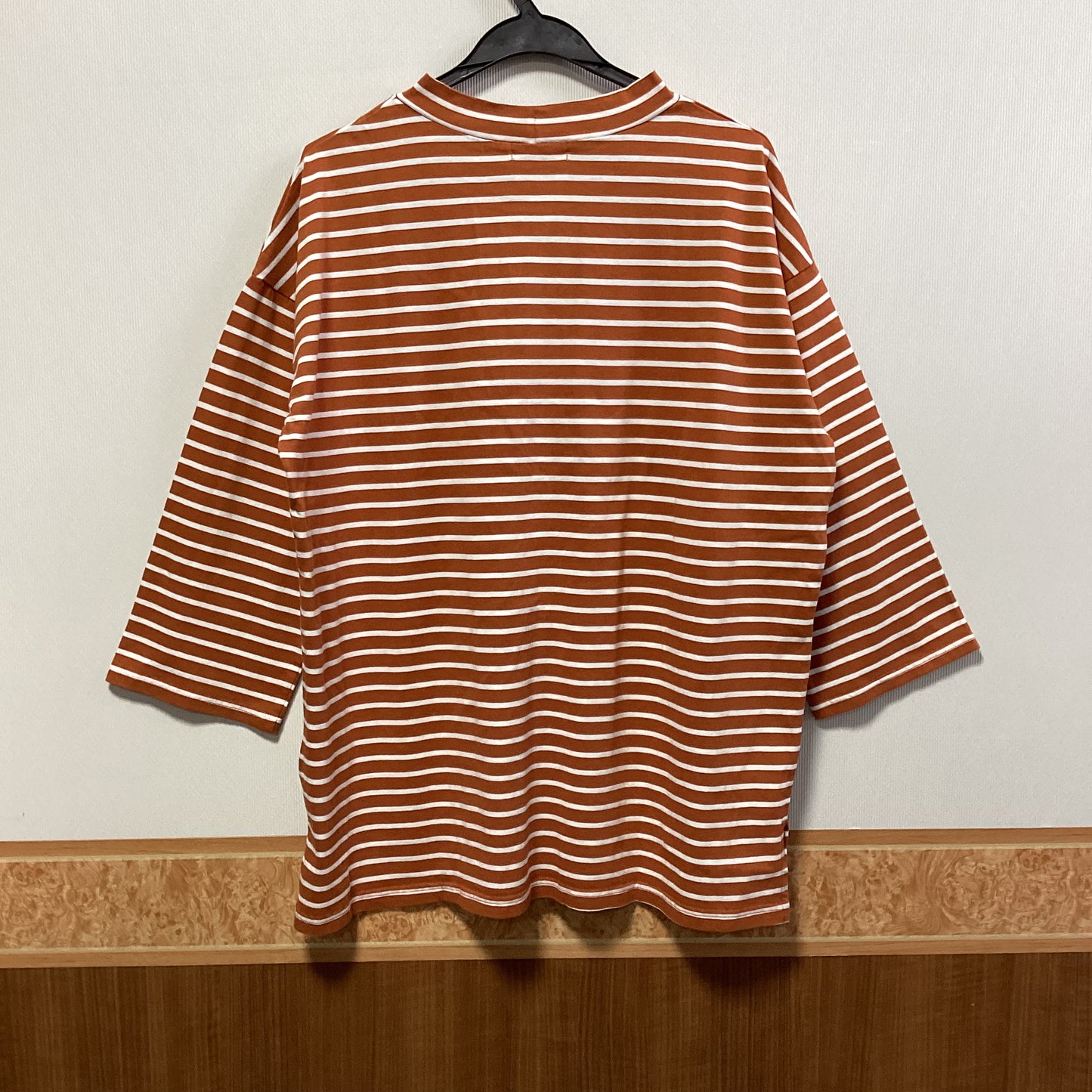 CUBE SUGAR 綿100%ボーダー九部袖Tシャツ