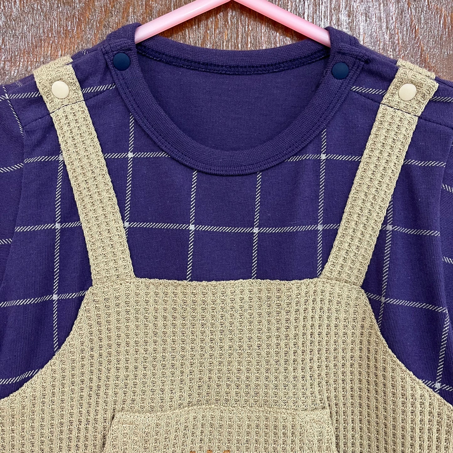 Ampersand サロペットレイヤード風長袖カバーオール