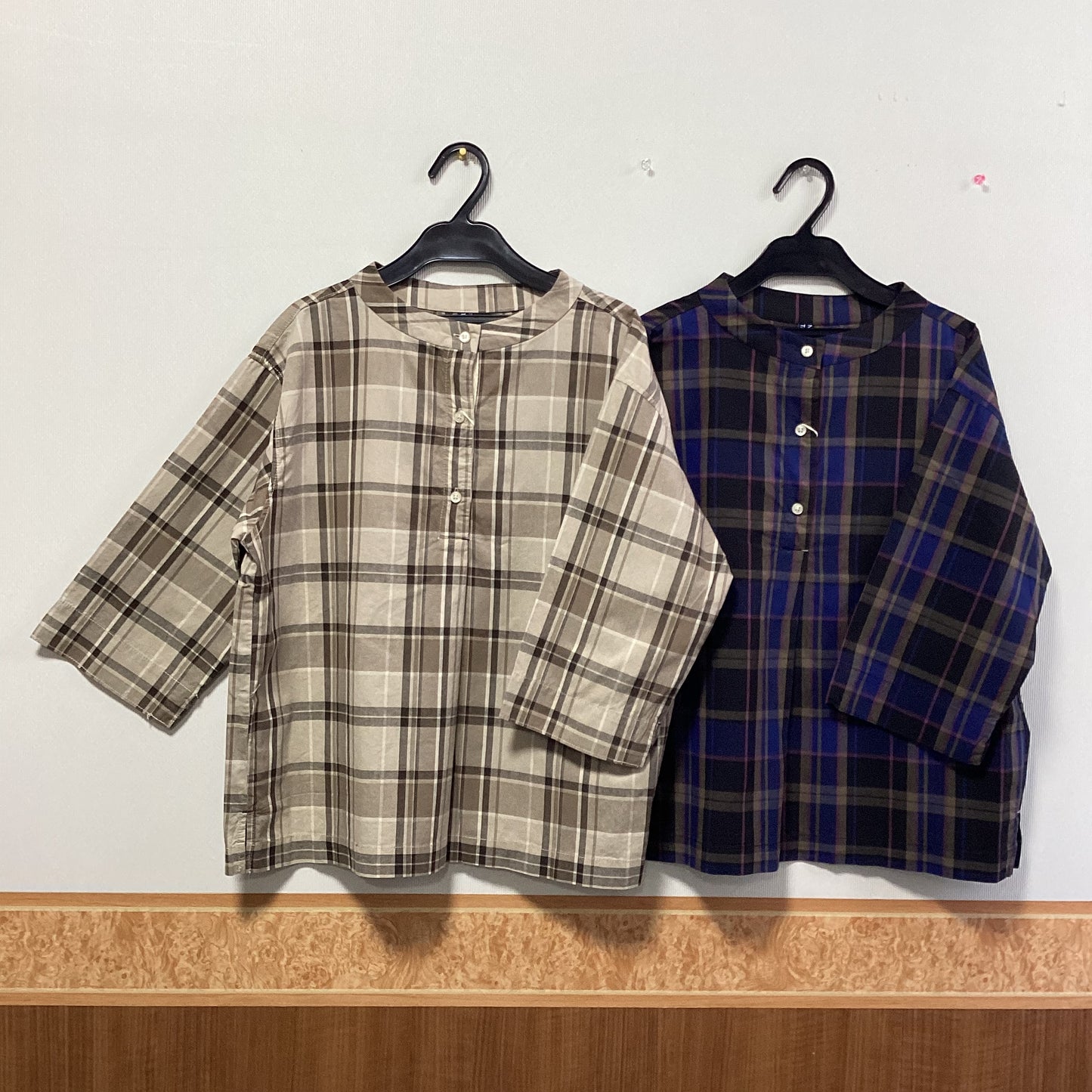 NORTHERN TRUCK 綿100%ﾁｪｯｸ柄七分袖ﾌﾟﾙｵｰﾊﾞｰ