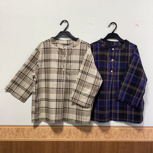 NORTHERN TRUCK 綿100%ﾁｪｯｸ柄七分袖ﾌﾟﾙｵｰﾊﾞｰ