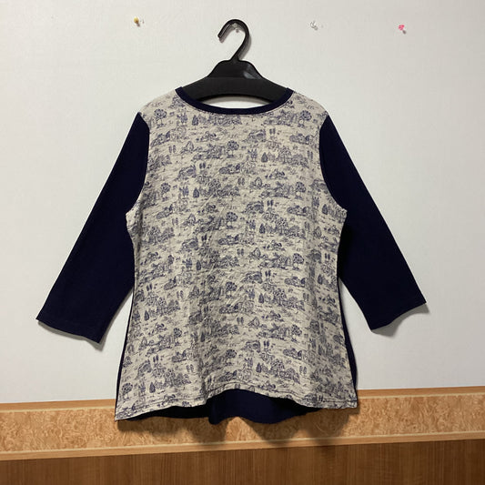 Particular 綿麻混柄切替カットソー