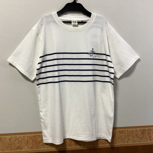 THX TEE TIME 綿100%ﾎﾞｰﾀﾞｰﾌﾟﾘﾝﾄTｼｬﾂ