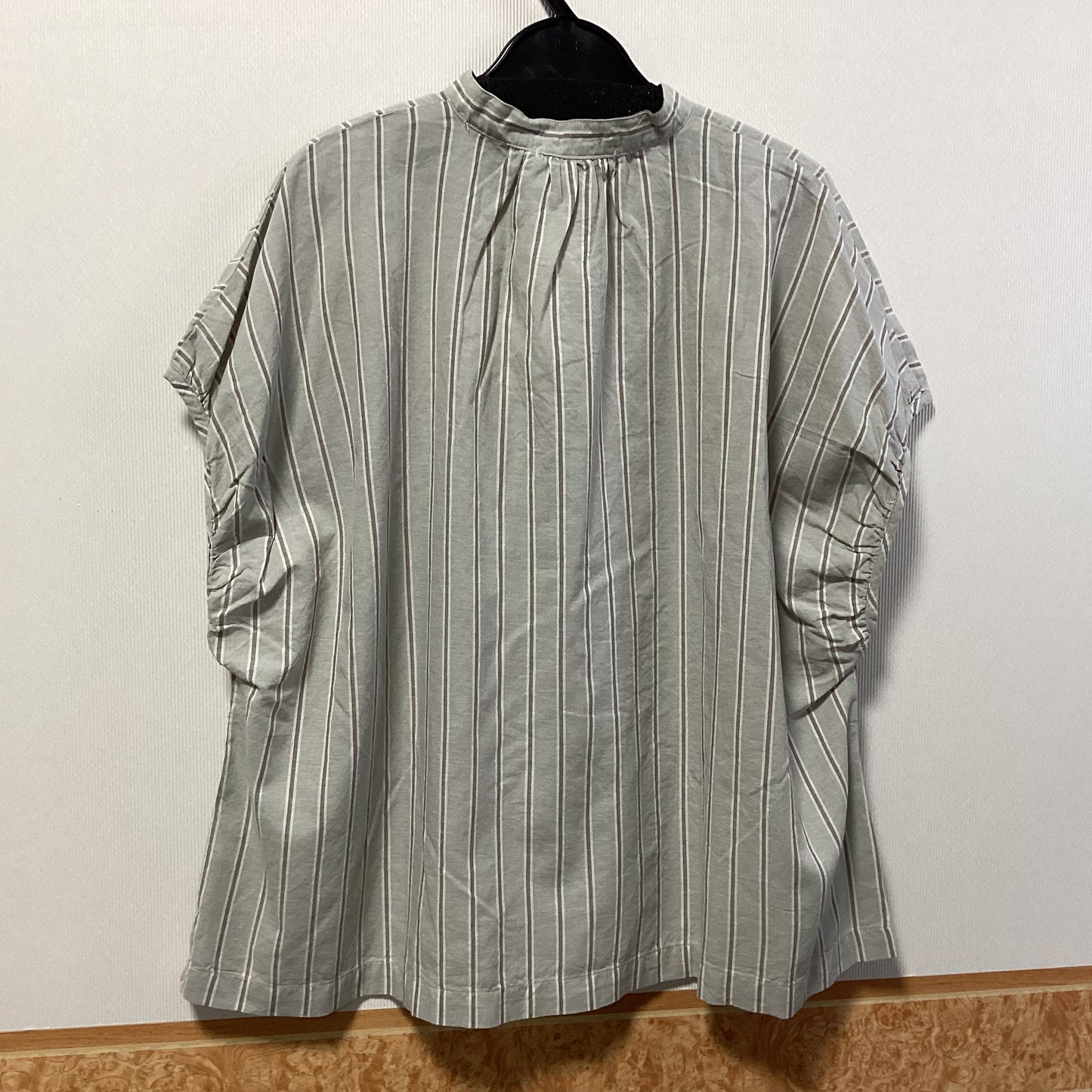 SUN VALLEY 綿麻ｽﾄﾗｲﾌﾟ柄ｼｬﾂ