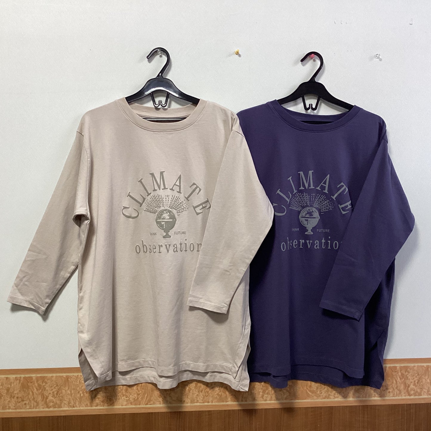 M.J.G 綿100%ﾌﾟﾘﾝﾄ七分袖Tｼｬﾂ