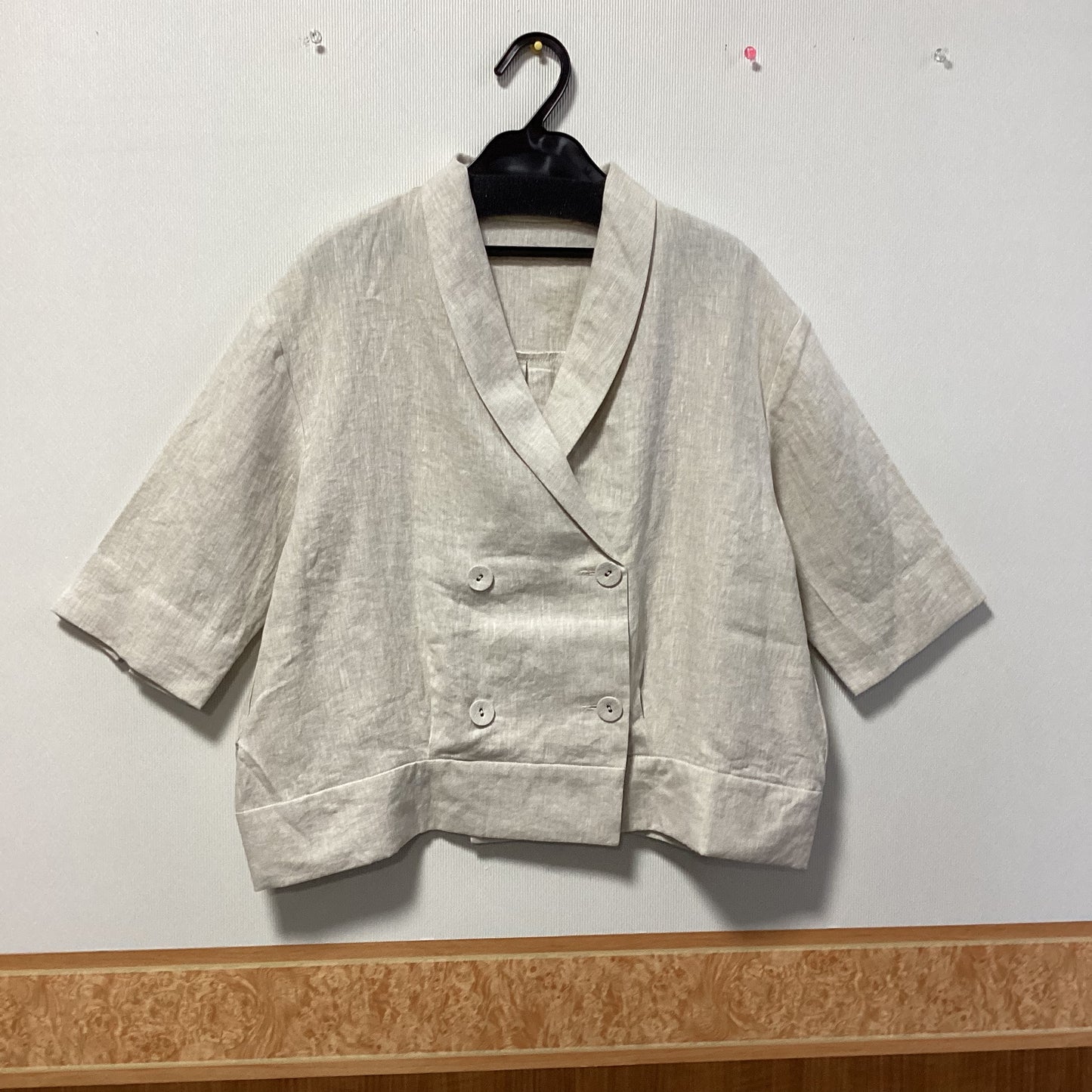 mano a mano 麻100%ｼｮｰﾙｶﾗｰｼﾞｬｹｯﾄ