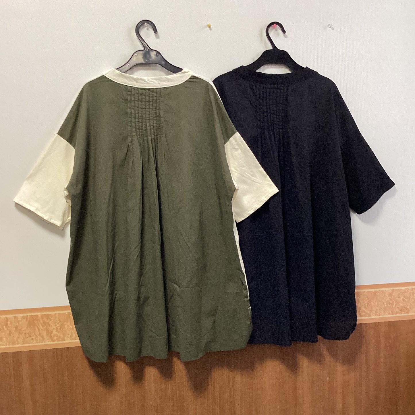 E.m.m.M 綿100%異素材切替七分袖Tｼｬﾂ