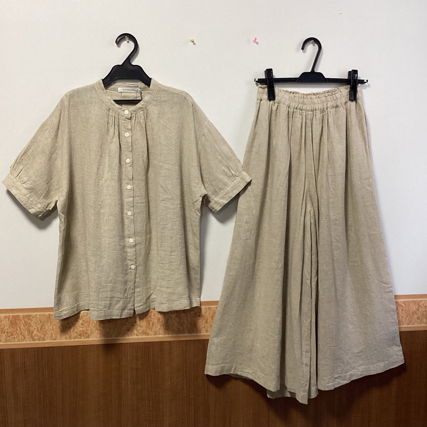 SUN VALLEY 綿麻ﾜｲﾄﾞｲｰｼﾞｰﾊﾟﾝﾂ